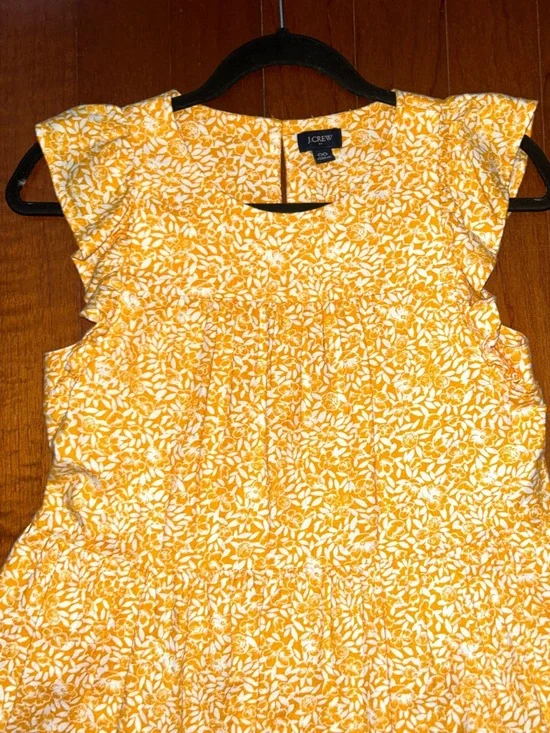 J. Crew Linen Blend Floral Marigold Printed Tiered Sundress Size 00 - Picture 3 of 8